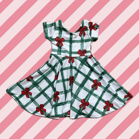 Short Sleeve Twirl Dress in Girly Plaid